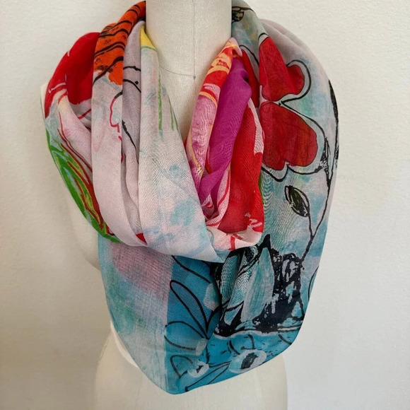 Desigual Pop of Color Rectangular Scarf - Gorgeous, brand new! - Picture 1 of 7